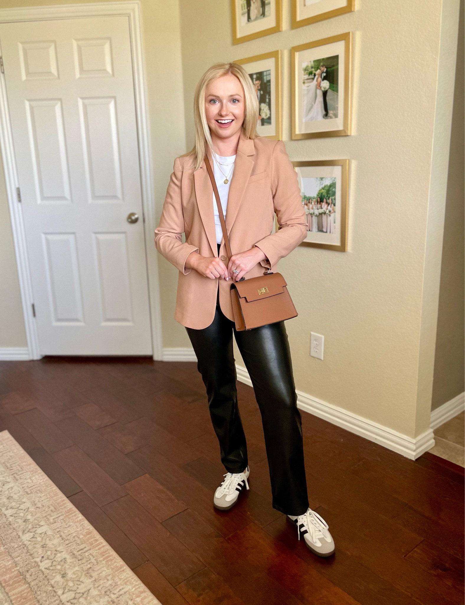 Wearing an XSP in blazer and 26S in pants | leather pants, faux leather pants, blazer, fall outfit 

#LTKSeasonal #LTKstyletip #LTKSale
