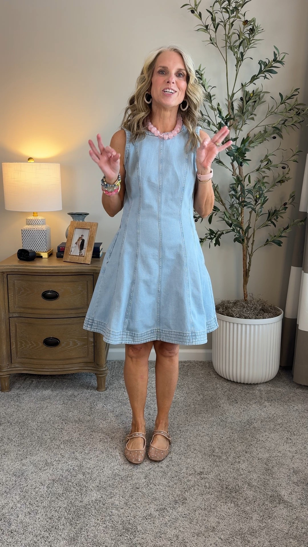 Walmart denim dress in size XS 
Teacher look, workwear, everyday dress 

#LTKootd #LTKOver40 #LTKWorkwear