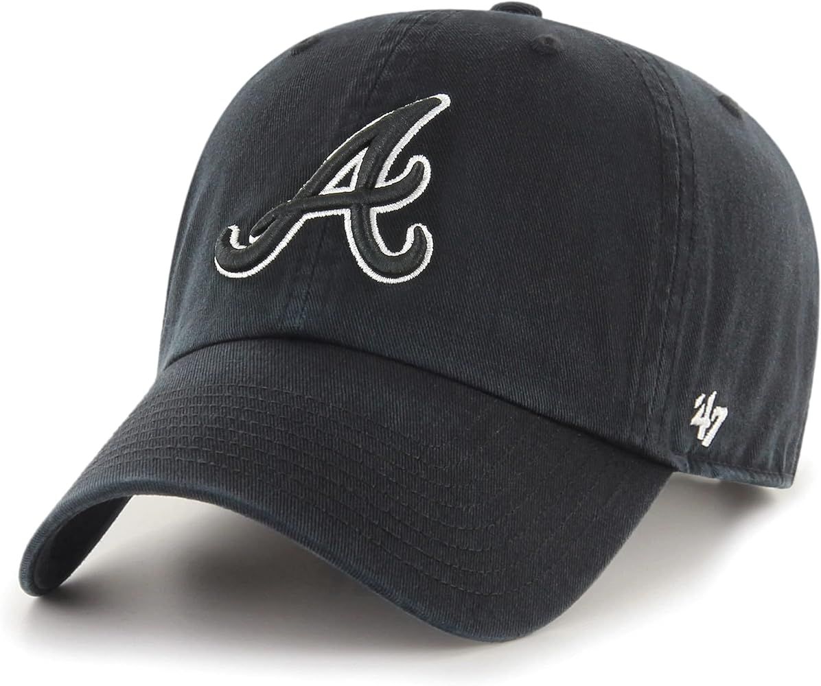 Atlanta Braves Black Outline Clean Up Adjustable Hat, Adult One Size Fits All | Amazon (US)