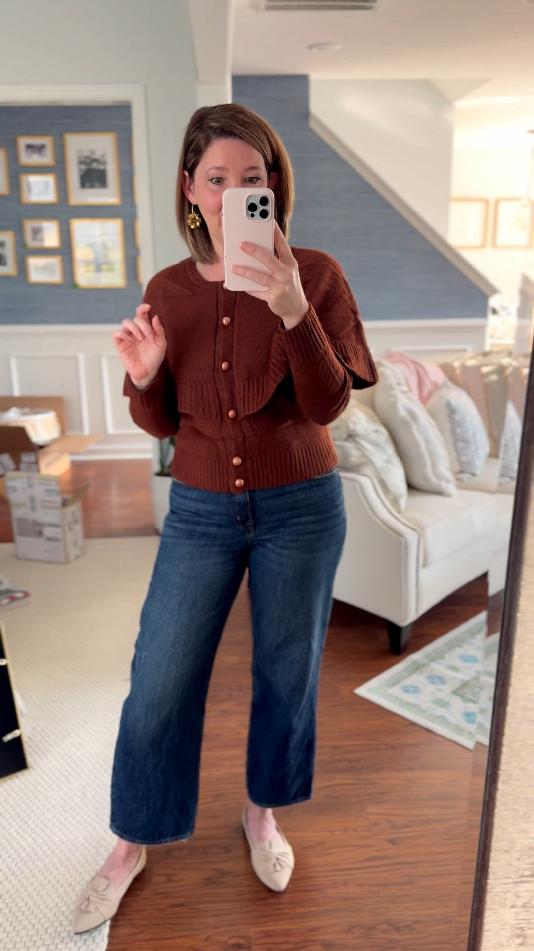 Fall outfit idea! 

Chocolate brown sweater
J.Crew denim
Amazon knit flats

ALWAYSAGNES wearing medium sweater and regular size jeans!

#LTKOver40 #LTKStyleTip #LTKFindsUnder50