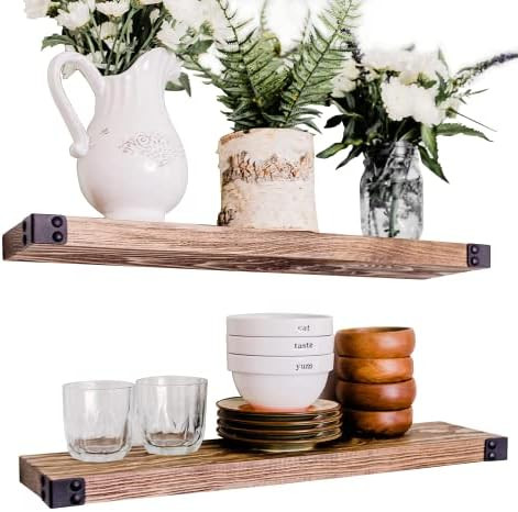 WG WILLOW & GRACE DESIGNS Floating Shelves for Wall Mounted, Modern Rustic All Wood Wall Shelves ... | Amazon (US)