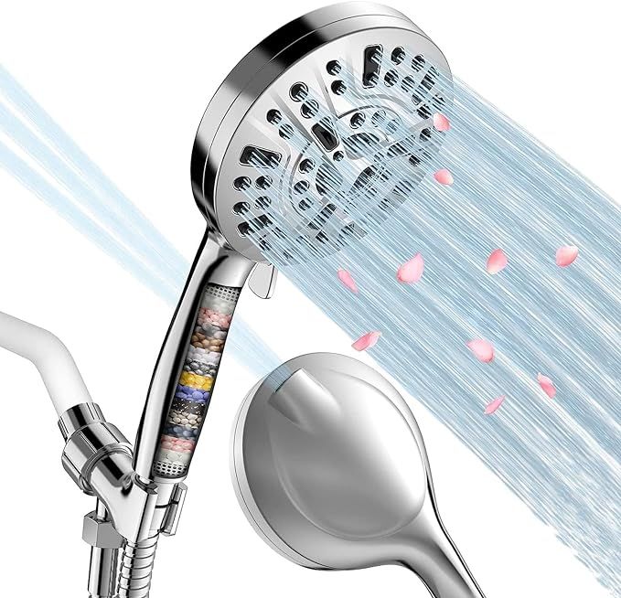 Filtered Shower Head, 15 Stage Handheld Shower Head Filter for Hard Water, 10 Modes High Pressure... | Amazon (US)
