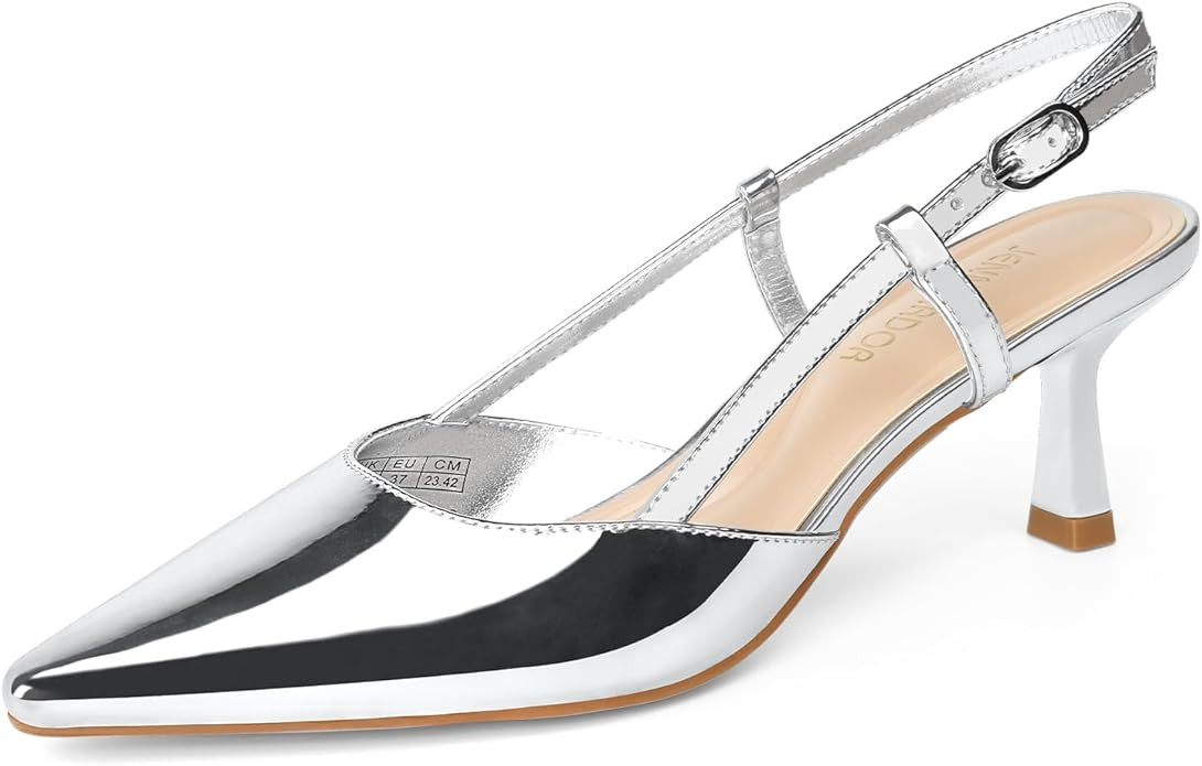 JENN ARDOR Women's Slingback Kitten Heel Closed Pointed Toe Dress Pumps Shoes for Women Comfortab... | Amazon (US)