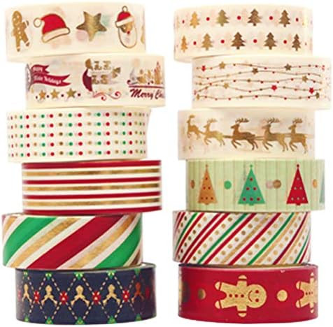 Christmas Washi Tape Pack - Japanese Washi Masking Tape with Foil - 12 Rolls Aesthetic Craft Tape... | Amazon (US)