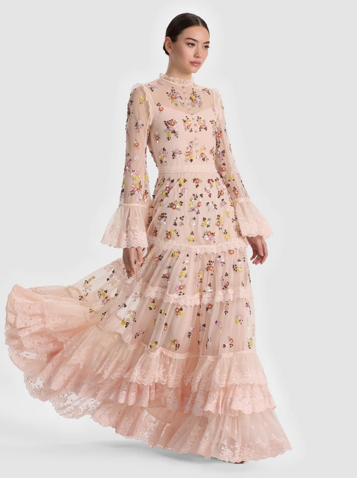 ALLEGRA EMBELLISHED LACE MAXI GOWN | Alice + Olivia