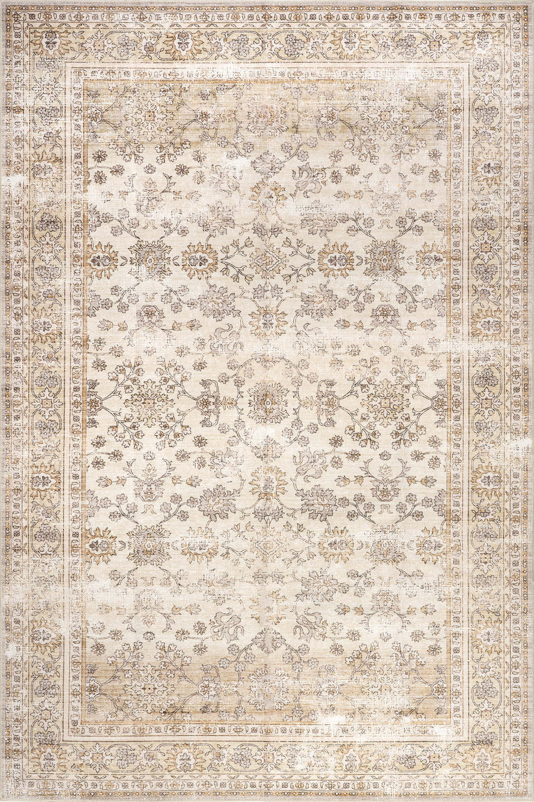 Meena Fading Garden Spill Proof Washable Rug | Beige | Rugs USA