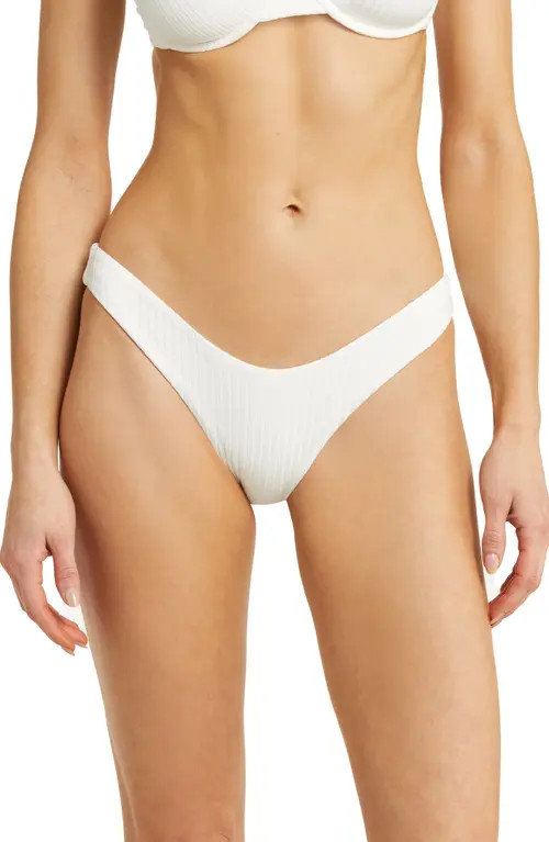 Melissa Odabash Montreal Ribbed Bikini Bottoms in White Ribbed at Nordstrom, Size 6 | Nordstrom