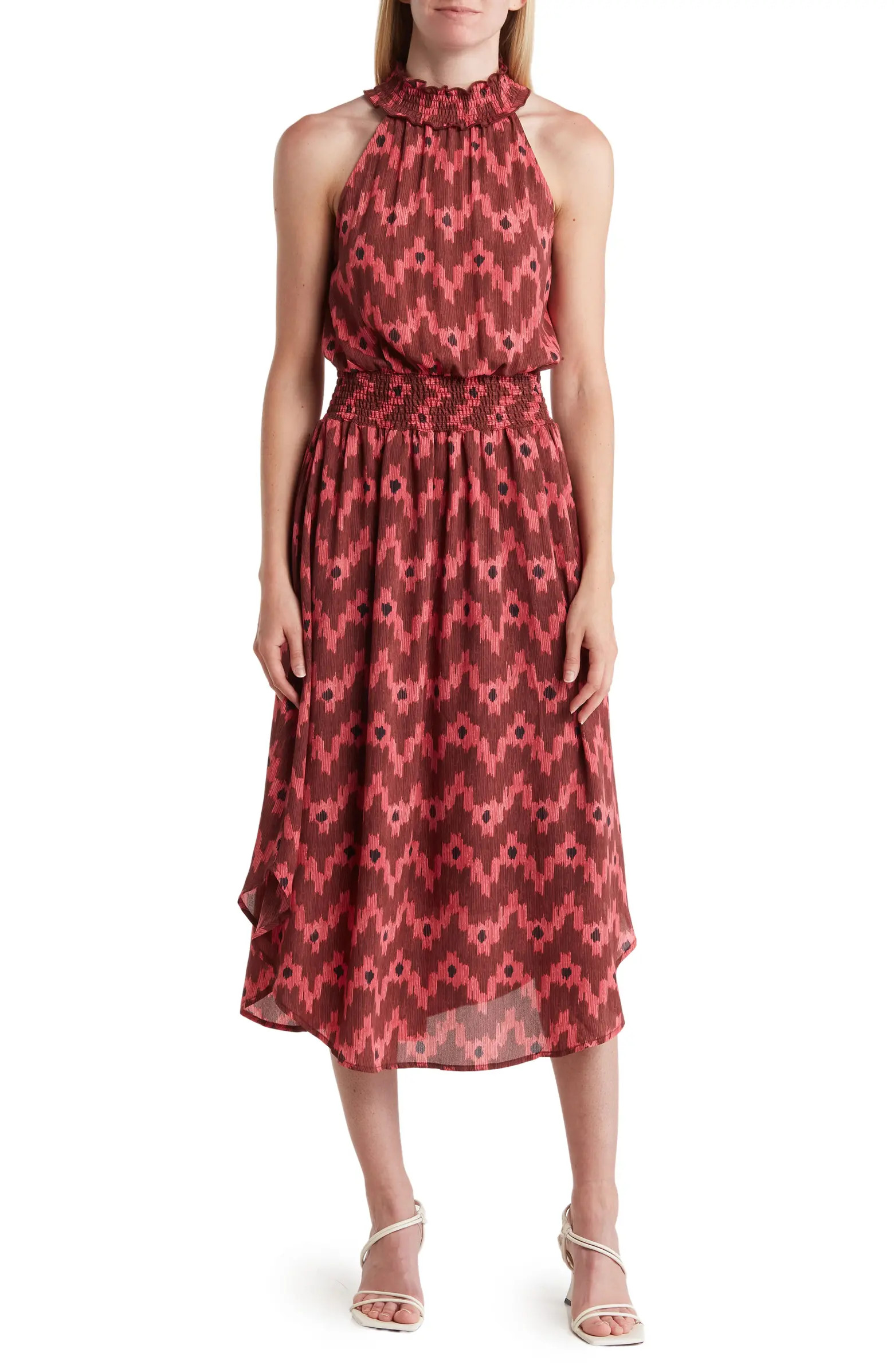 Geometric Smocked Midi Dress | Nordstrom Rack