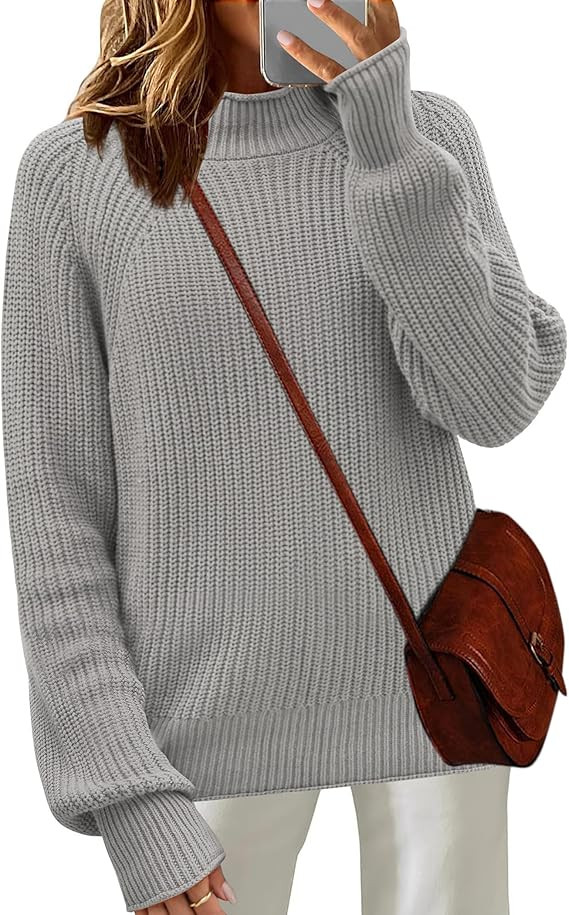 Zeagoo Women's 2024 Fall Turtleneck Sweaters Trendy Loose Long Sleeve Knit Pullover Jumper Tops | Amazon (US)