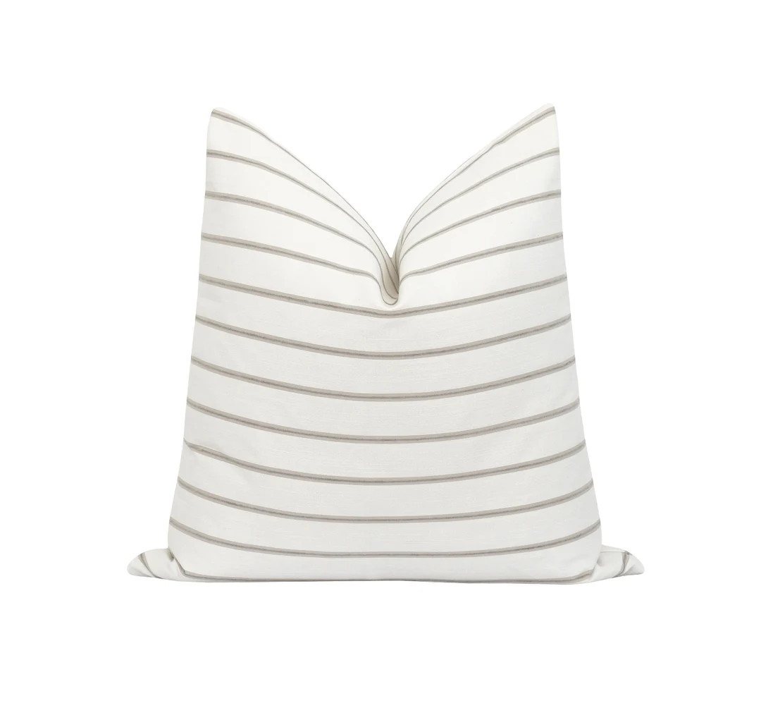 Taupe and Grey Stripe Pillow Cover Textured Grey Pin Stripe - Etsy | Etsy (US)