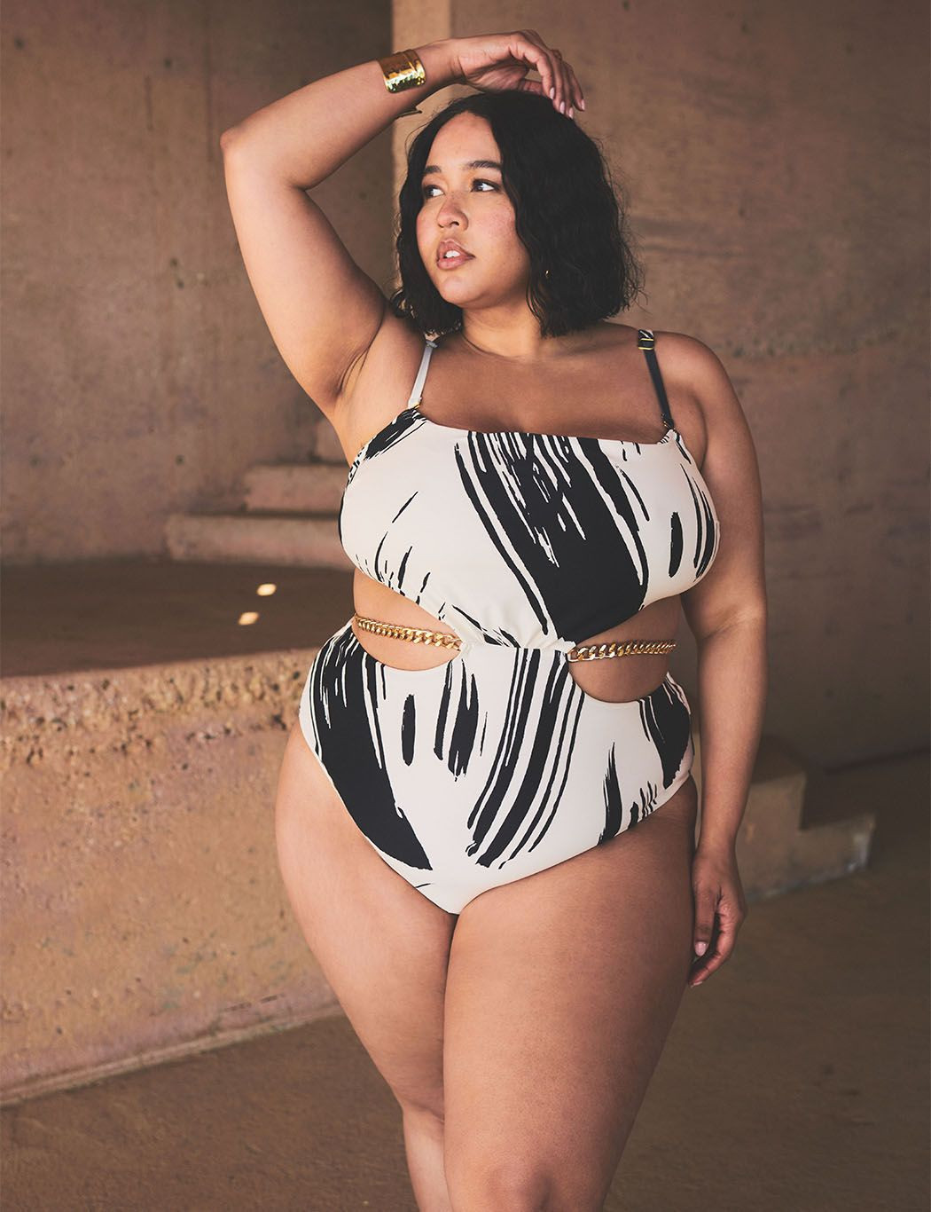 Gabi Fresh Swim x ELOQUII Waist Chain Detail Swimsuit with Cutouts | Eloquii