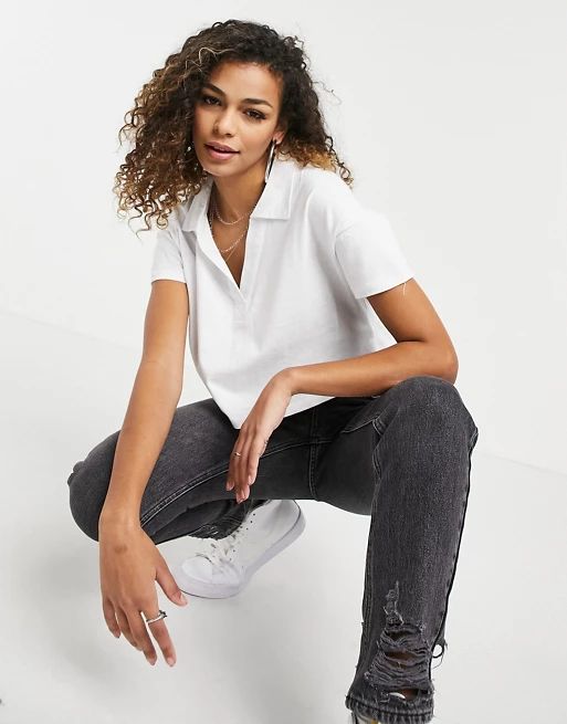 Cotton:On short sleeve polo top in white | ASOS (Global)