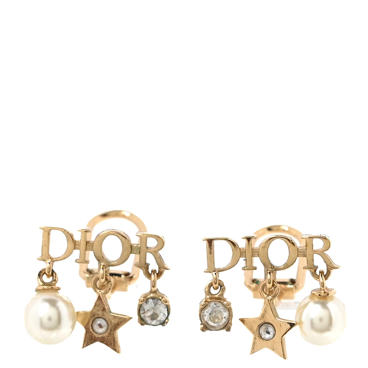 Christian Dior Pearl Crystal Dio(r)evolution Star Clip On Earrings Gold 1877597 | FASHIONPHILE (US)
