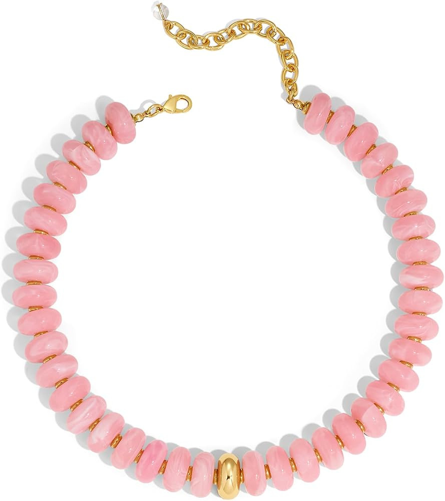 LILIE&WHITE Chunky Statement Necklace for Women \u2013 Multicolor Round Bead Resin Design, Adjust... | Amazon (UK)