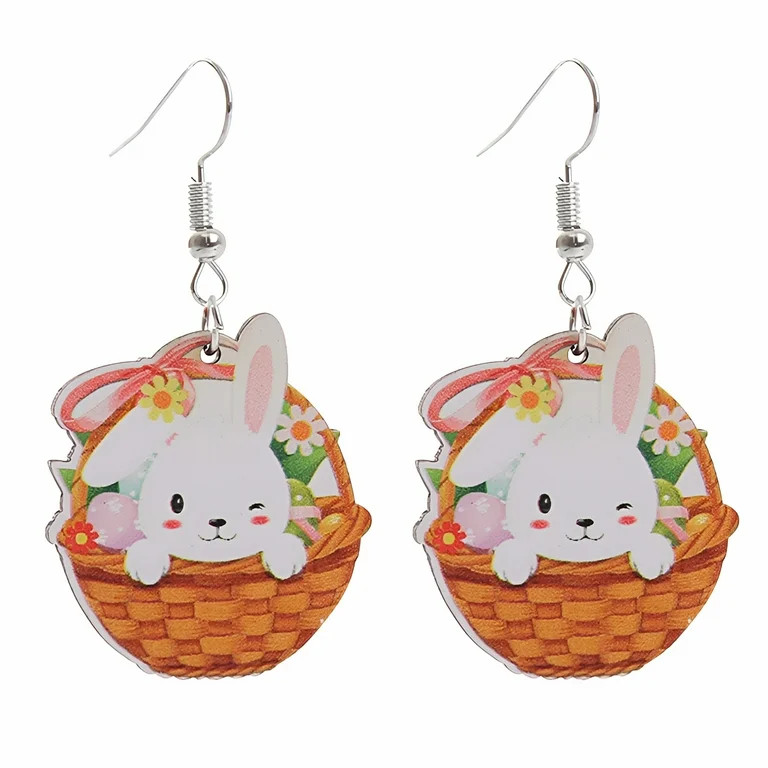 DESIGNICE Women's Earrings Easter Earrings Bunny Carrot Cute Printed Egg Chick Spring Holiday Ear... | Walmart (US)