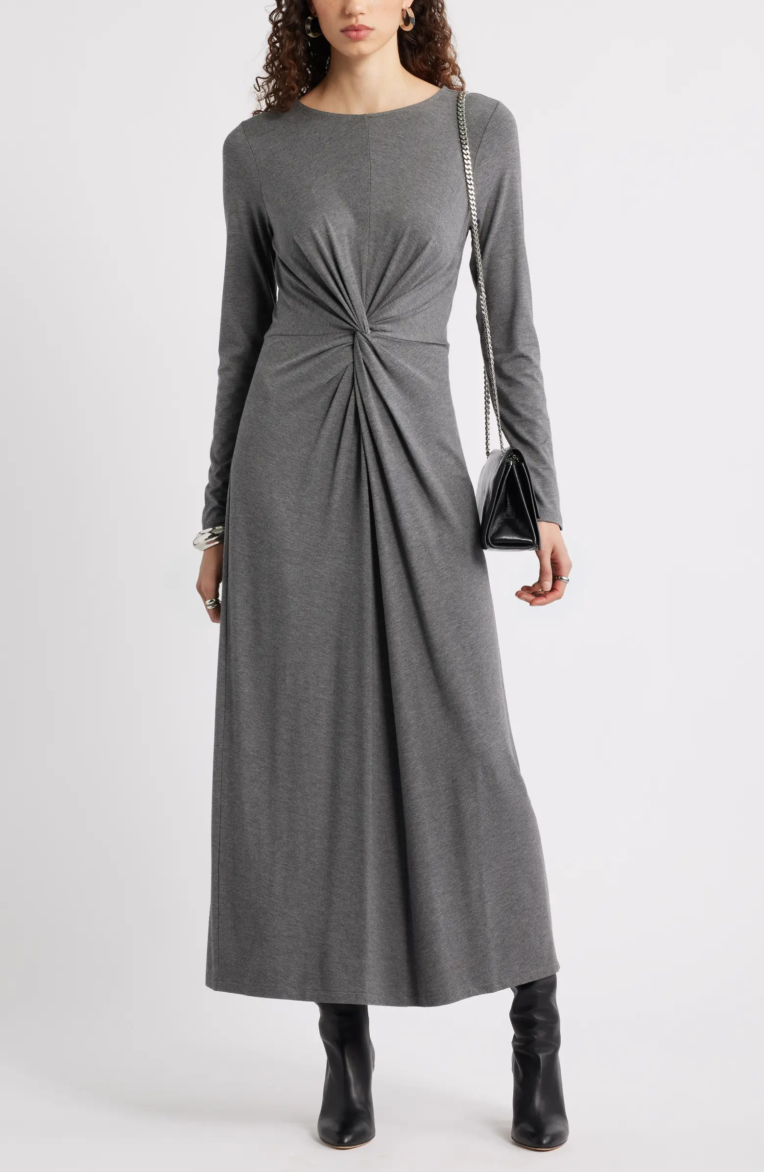 Nordstrom Twist Front Long Sleeve Jersey Maxi Dress | Nordstrom | Nordstrom