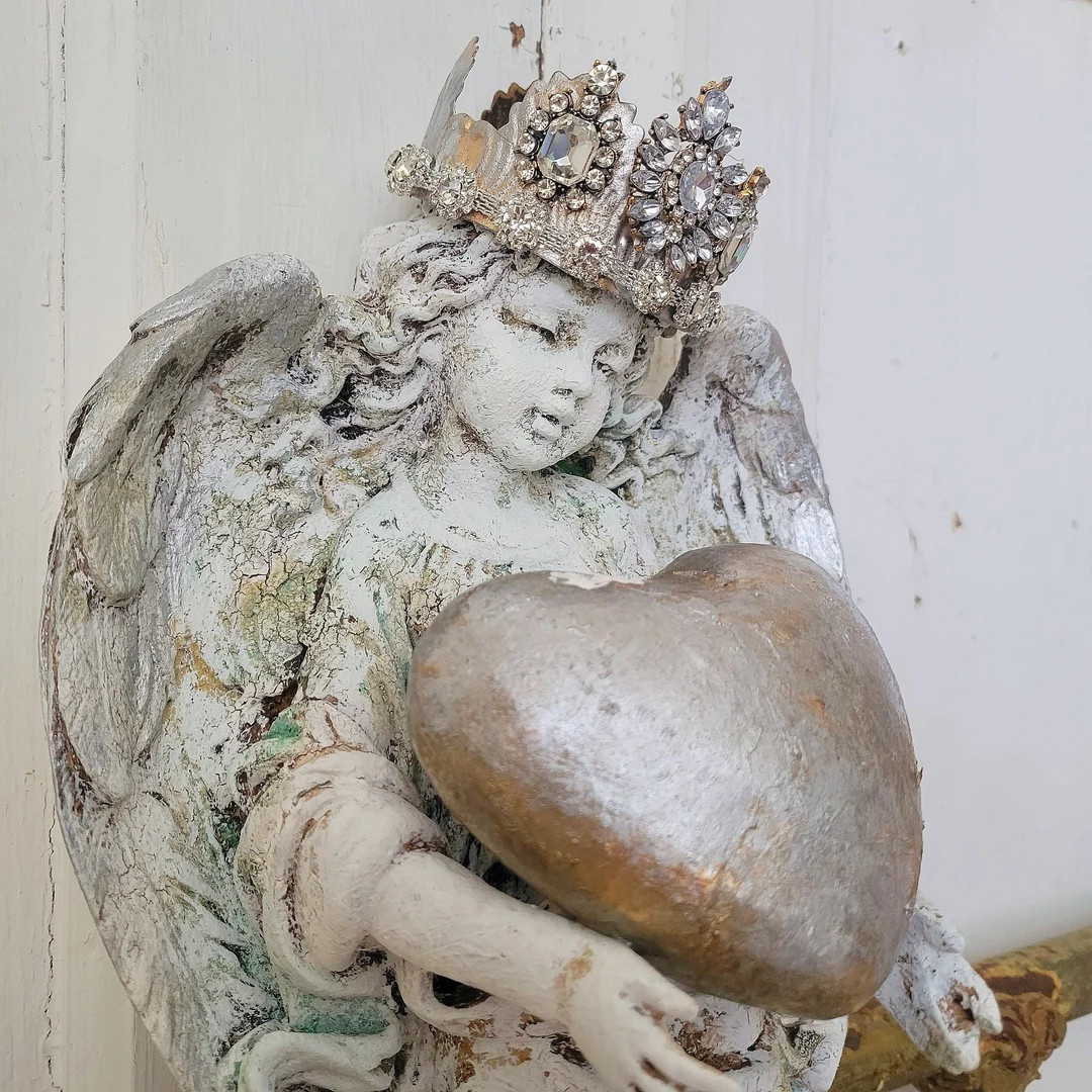 Angel With Heart Wall Hanging Home Decor Angel Sculpture - Etsy | Etsy (US)