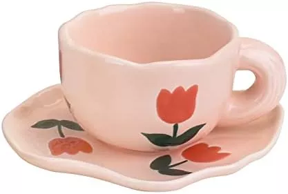 Koythin Ceramic Coffee Mug with Saucer Set, Creative Cute Cup with  Sunflower Coaster for Office and …See more Koythin Ceramic Coffee Mug with  Saucer