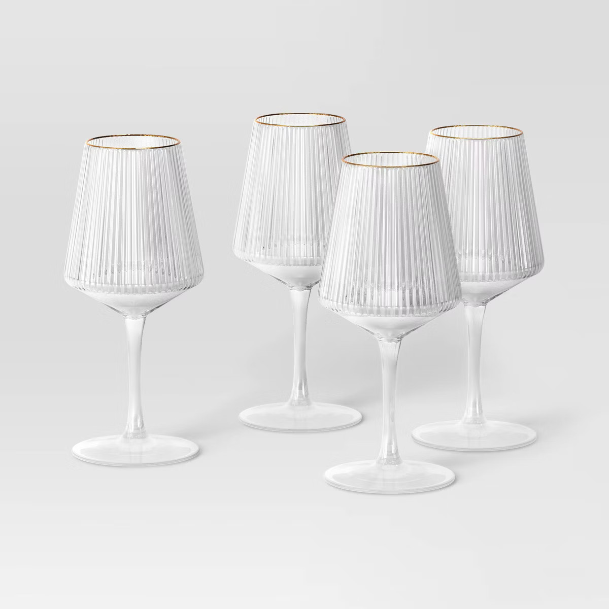 16.9oz 4pk Ribbed Stemmed Wine Glasses Gold - Threshold™ | Target