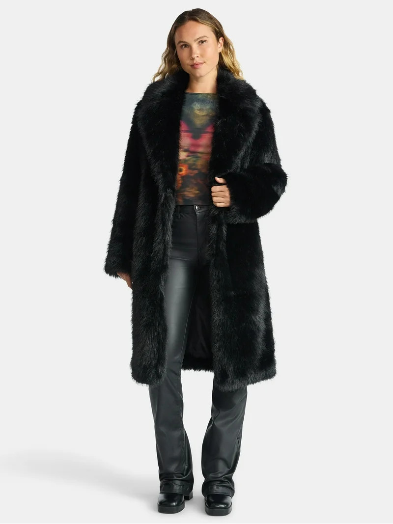 Madden NYC Women's Oversized Faux Fur Coat, Sizes XS-XXXL | Walmart (US)