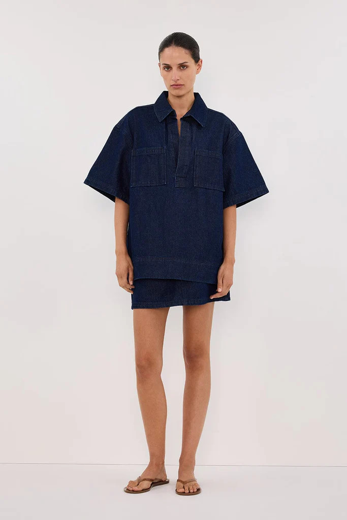MASON INDIGO BOXY DENIM SHIRT | DISSH