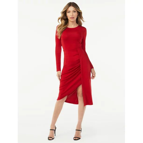 Sofia Jeans by Sofia Vergara Women's Asymmetrical Hem Draped Wrap Dress | Walmart (US)