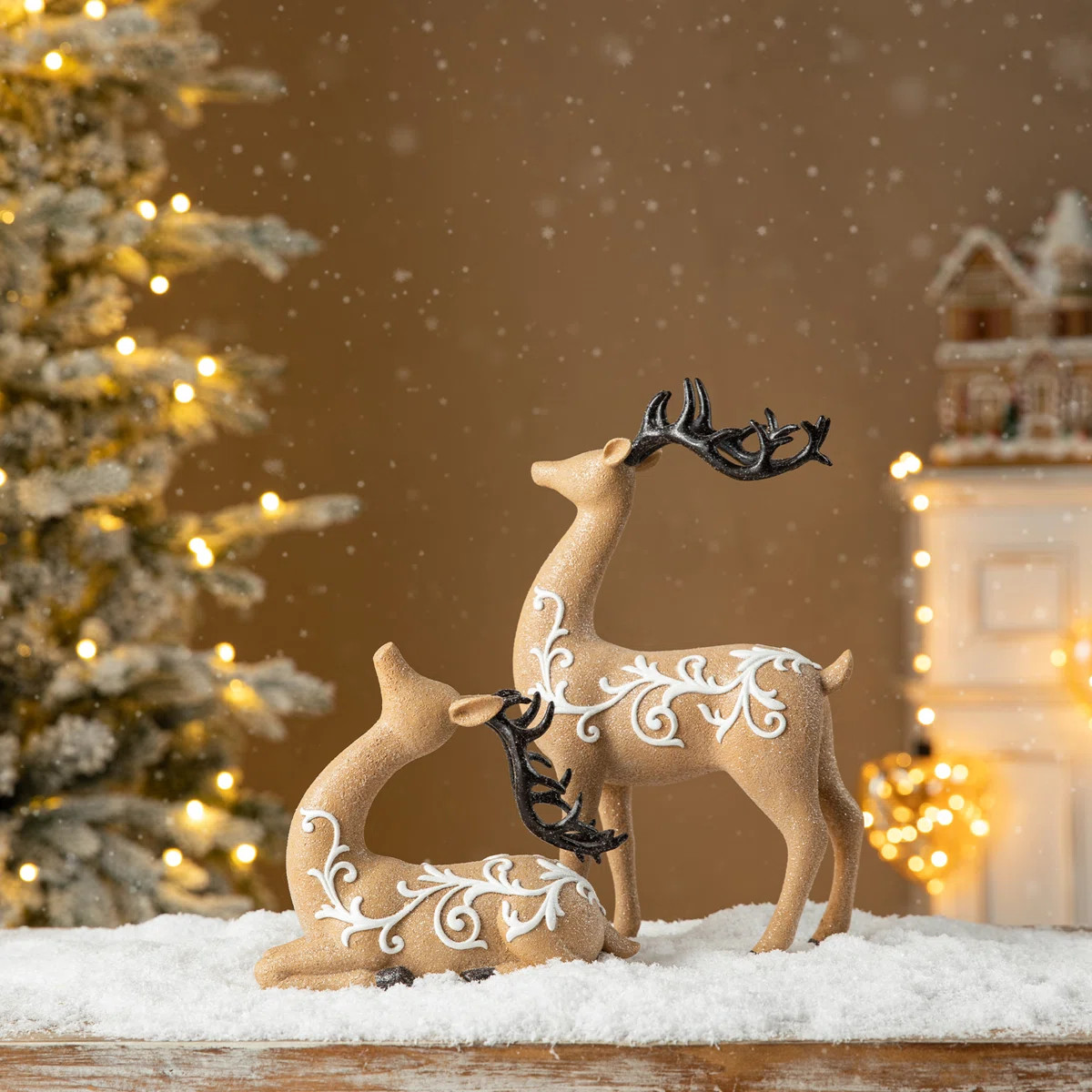 Set of 2 Resin Christmas Reindeer Table Decor (Set of 2) | Wayfair North America