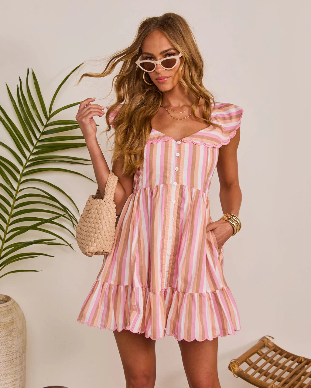 Seaside Pier Ruffle Striped Mini Dress | VICI