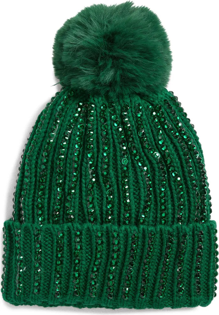 Stone Embellished Pompom Beanie | Nordstrom Rack
