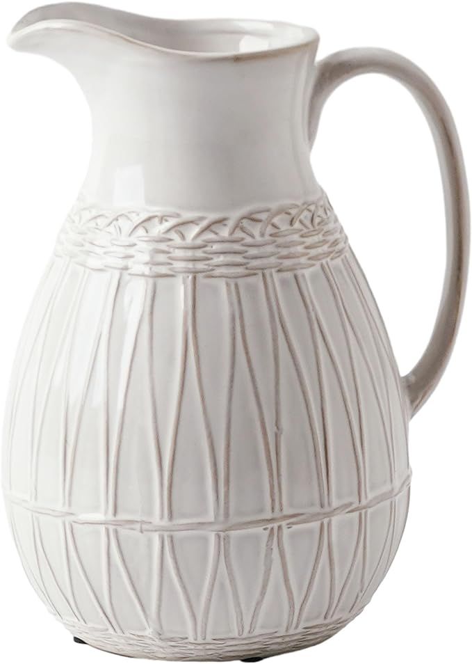 VICTOR & TERESA White Ceramic Pitcher Vase for Home Decor, Decorative Jug Vases for Flowers, Farm... | Amazon (US)