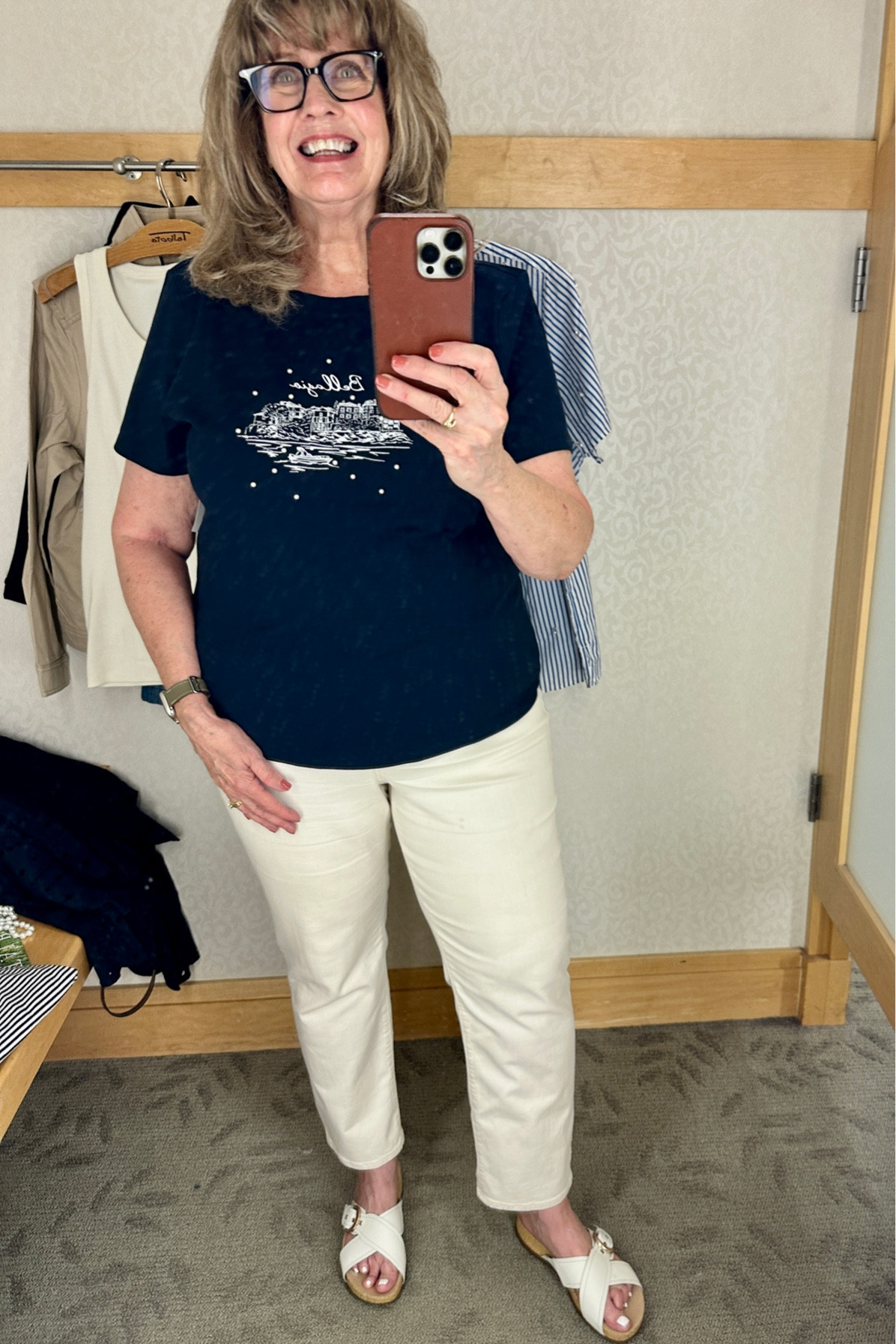This Pearl embellished navy tee is so cute with white jeans or even under a denim jacket! Great fitting tee!

#LTKOver40 #LTKStyleTip #LTKSeasonal