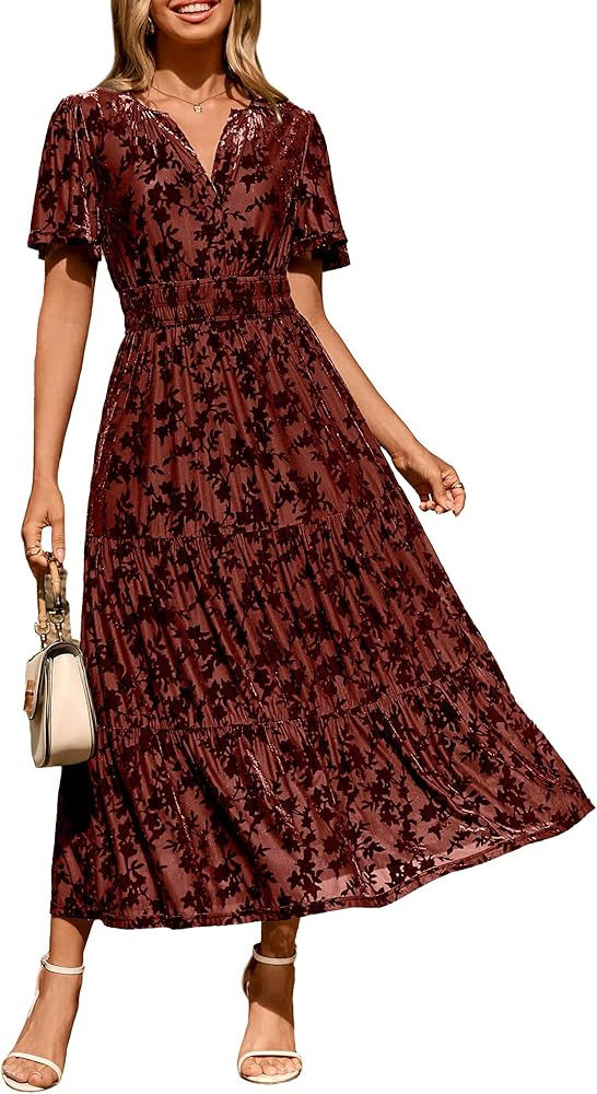 Amegoya Velvet Maxi Dresses Long Dresses | Amazon (US)