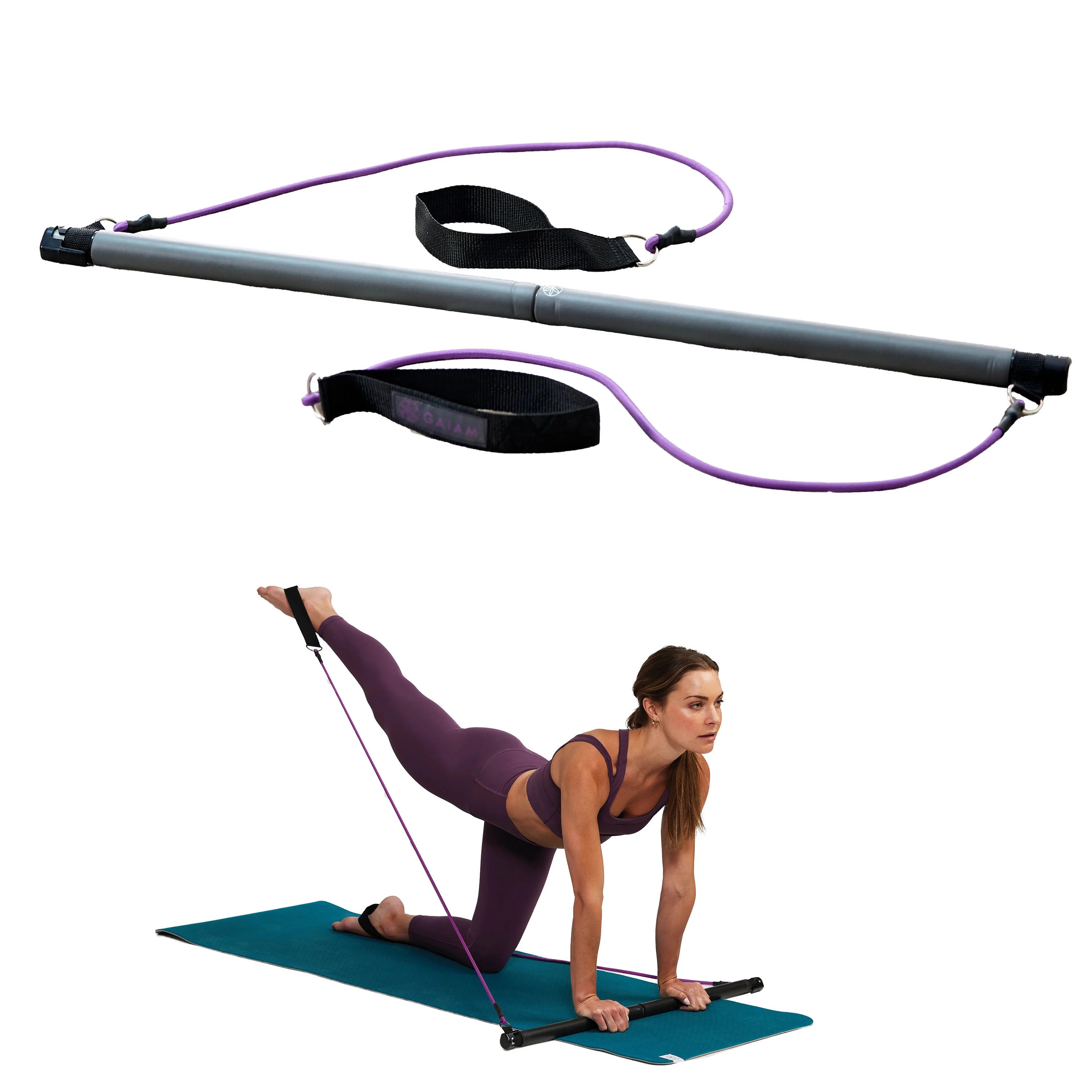 Gaiam Pilates Bar Kit, 1 Bar with 2 Resistance Cords, Exercise & Fitness Accessories, 1 set | Walmart (US)