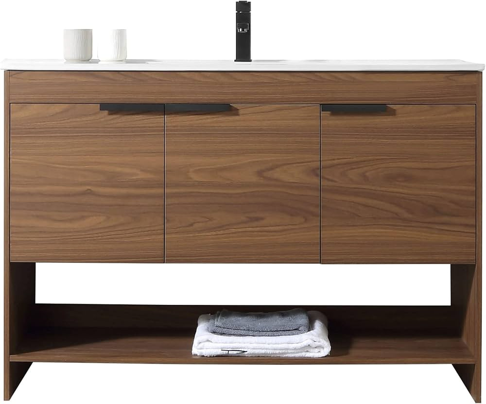 Fine Fixtures Bathroom Vanity with Integrated Ceramic Sink - Bathroom Vanity with Sink & Modern K... | Amazon (US)