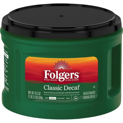Folgers Classic Medium Roast Ground Coffee - Decaf - 19.2oz | Target