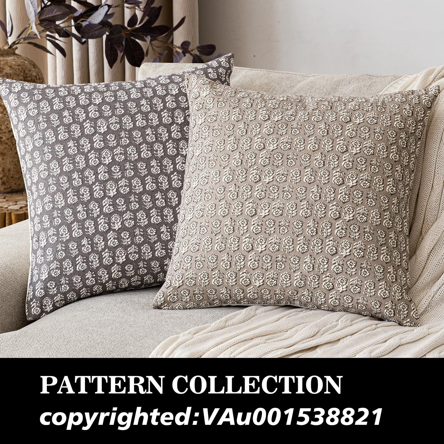 Foindtower Set of 2 Decorative Vintage Floral Print Throw Pillow Covers Neutral Modern Farmhouse ... | Amazon (US)
