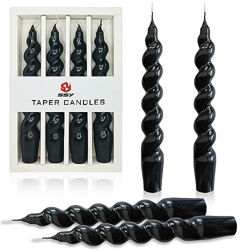 SEUCRWAX Black Taper Candles Candlesticks 7.5inch 5Hour Burn Unscented Handmade 4pcs Twisted Candlesticks Candle Sticks for Cultivation Meditation Chapel Prayer | Amazon (US)
