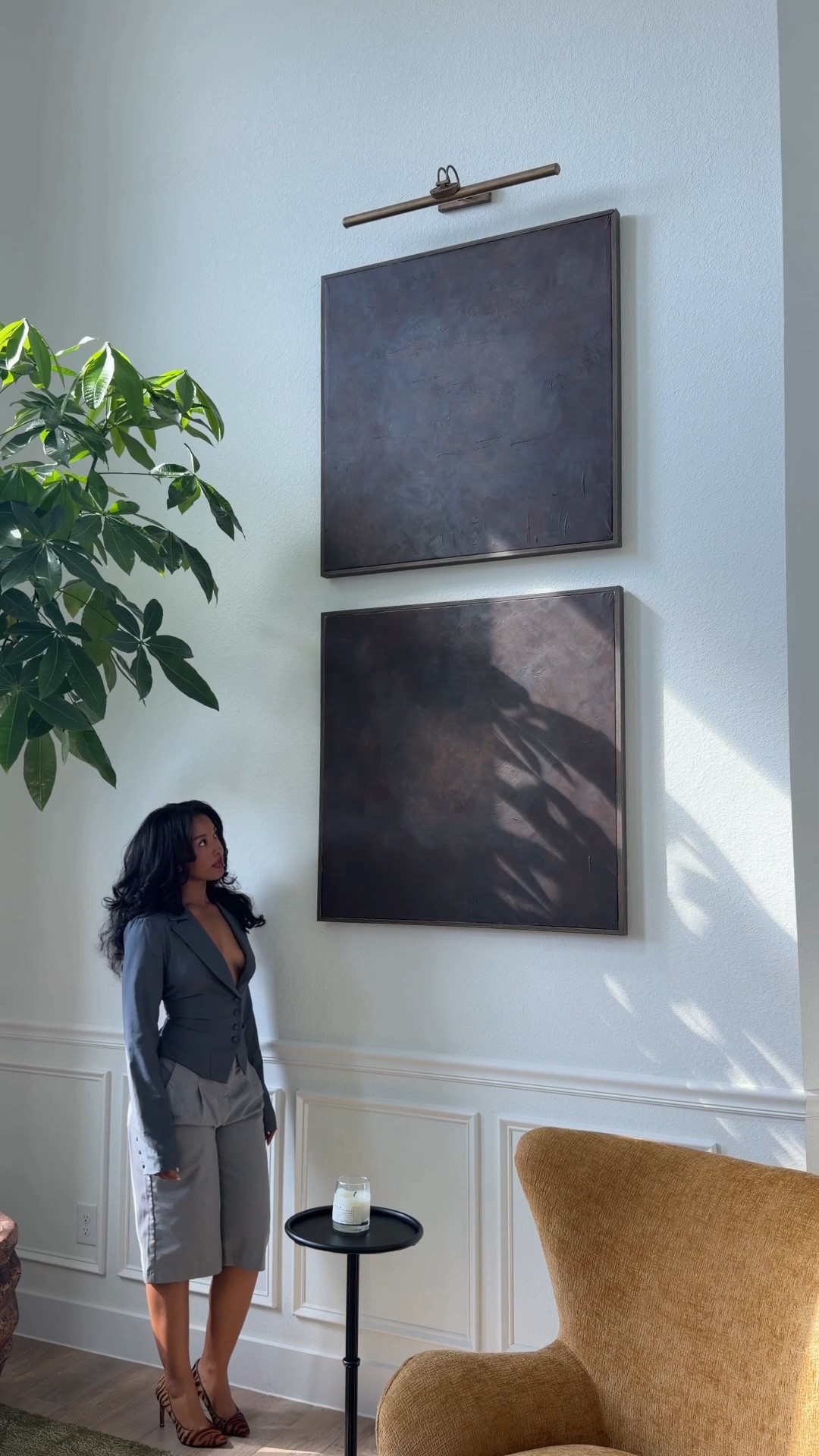 DIY large scale wall art 🤎 For these brown abstract pieces I used the paint below in Burnt Umber, Unbleached Titanium, Titanium White, and  Black

#LTKHome