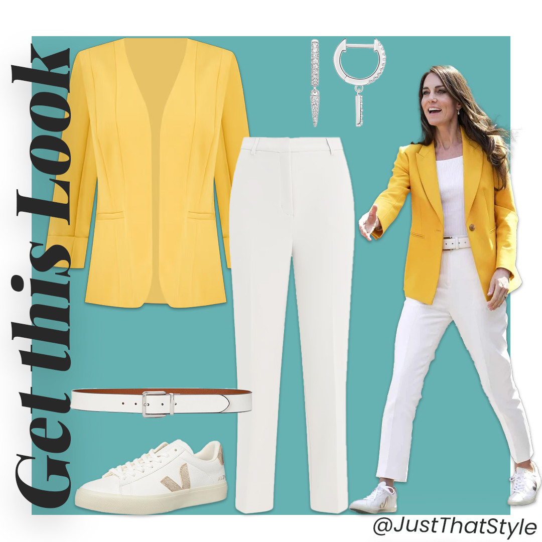 Sunshine-yellow blazer, crisp whites, and sneakers—Princess Kate’s sporty spin on business casual. From meetings to patio drinks, this look brightens every room. Tap to shop on LTK.
#JustThatStyle #LTKworkwear #PrincessKateInspired #SportyChic 

 #LTKSummerEdit #LTKStyleTip #LTKWorkwear