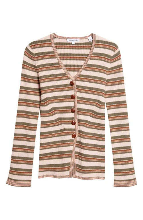 Veronica Beard Grazia Stripe Cardigan in Pink Shell Stone Army at Nordstrom, Size Medium | Nordstrom