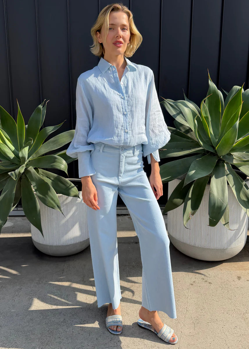 Lindi Straight Wide Leg Pants - Powder Blue | Benaar La
