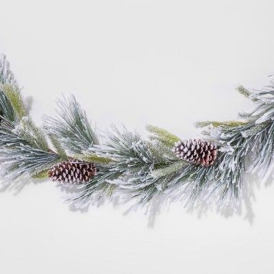 Garland Faux Flocked Pine Needle with Pine Cone - Threshold™ | Target