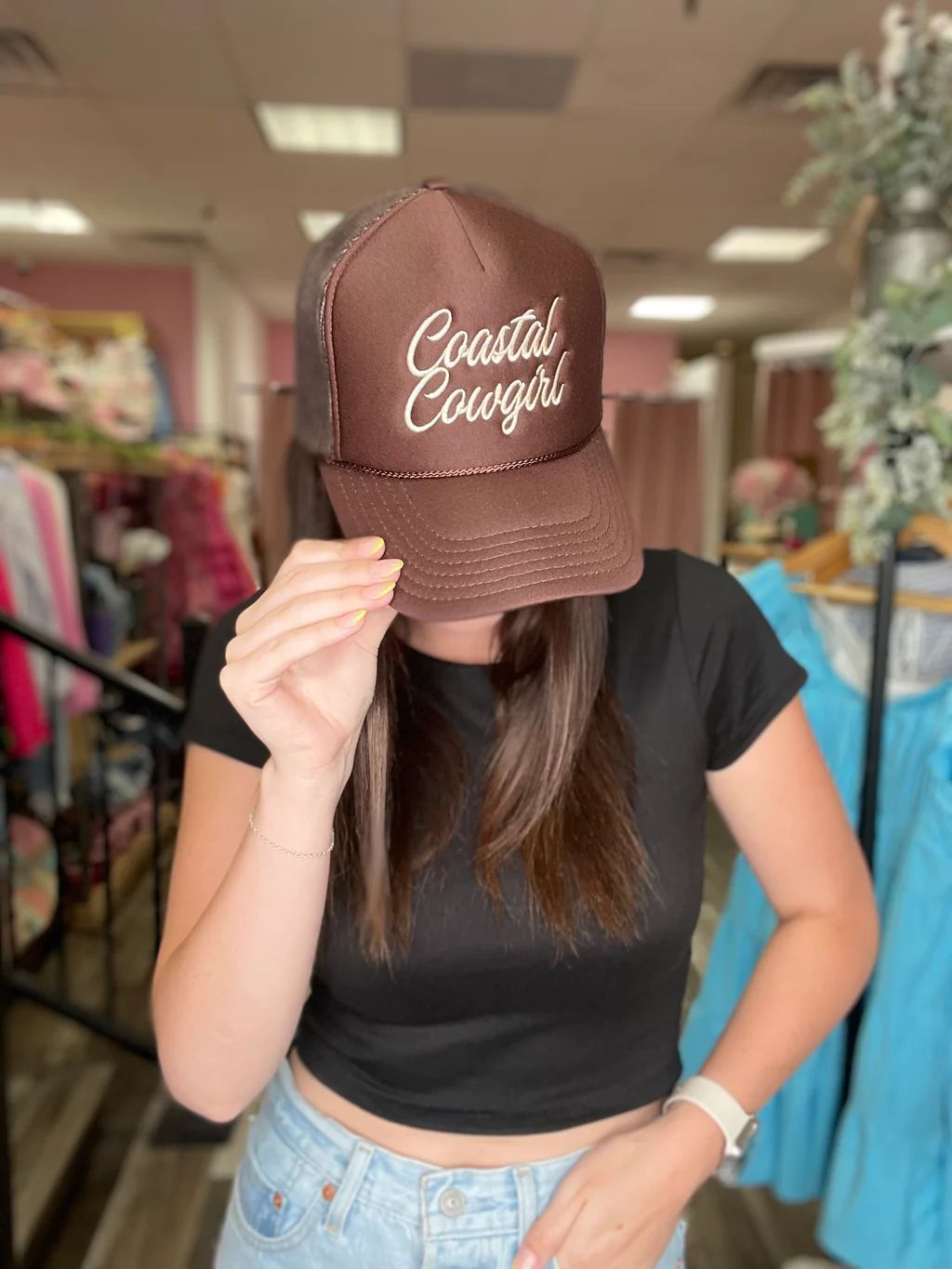 Coastal Cowgirl Brown Trucker Hat | Pink Creek