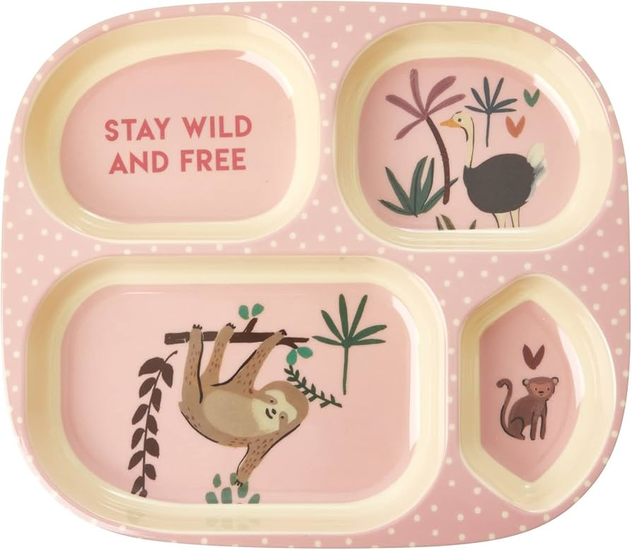 Melamin Kinderteller mit 4er Einteilung - Pink - Jungle Animals Print | Amazon (DE)