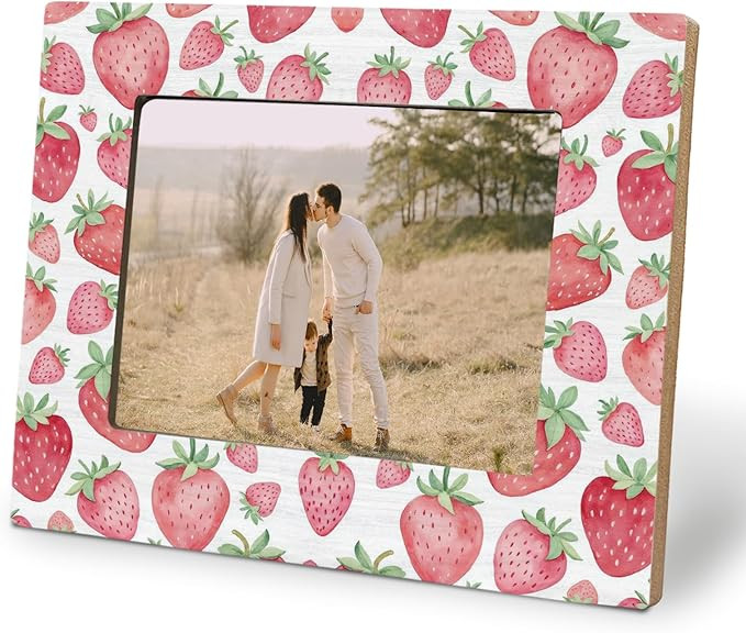 BNHJKFQZ Pink Strawberry Picture Photo Frame 5x7,Cute Coquette Preppy Strawberry Picture Frames f... | Amazon (US)