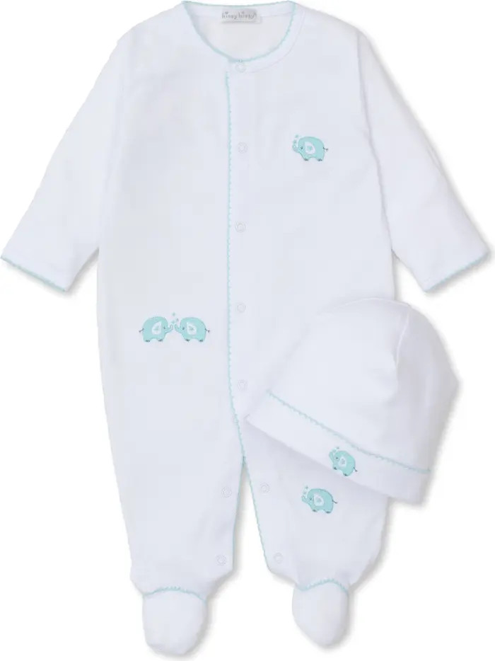Kissy Kissy Elephant Embroidered Pima Cotton Footie & Hat Set | Nordstrom | Nordstrom