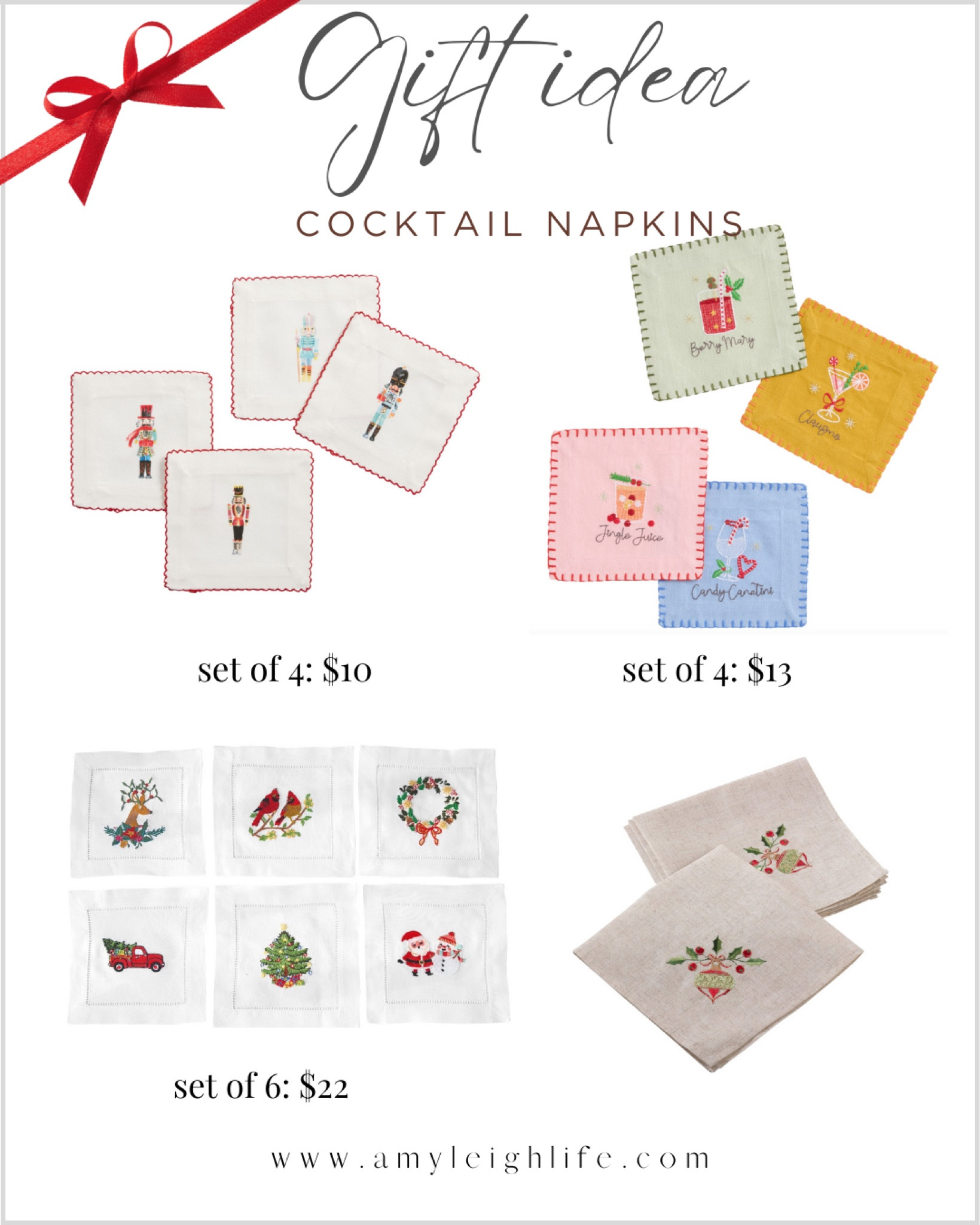 Cute gift idea: embroidered cocktail napkins. This is a good idea for something unique for just about any person on your list. 

Gift, gifts, anniversary gift, amazon gift guide for her, men anniversary gift, anniversary gifts for him, amazon gifts, amazon gifts for her, amazon birthday gifts, gifts for her amazon, gift basket, bachelorette gift bags, gift guide best friend, bridesmaid gift, birthday gift ideas, birthday gift, birthday gift ideas for her, mothers day gift guide, dad gifts, gifts for dad, fathers day gifts, mothers day gifts, engagement gift ideas, engagement gifts, birthday gift for mom, birthday gift for her, birthday gift for dad, gift guide for her, gift ideas for her, gift guide for him, gift guide for women, gift guide for men, gift guide for all, friend gift, best friend gift, gift ideas for him, gift ideas for couple, friend gift guide, best friend gift guide, gift guide best friend, gift guide for her, gift guide for him, gift guide, present ideas, presents, birthday presents for her, birthday present ideas,  housewarming gift, hostess gift, host gift, husband gift guide, him gift guide, new home gift, house warming gift, Christmas gift ideas
Prices can change 

#LTKGiftGuide #LTKHoliday #LTKSeasonal