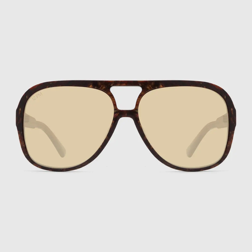 12PM STUDIOS Copenhagen Aviator Sunglasses in Demi/yellow at Nordstrom | Nordstrom