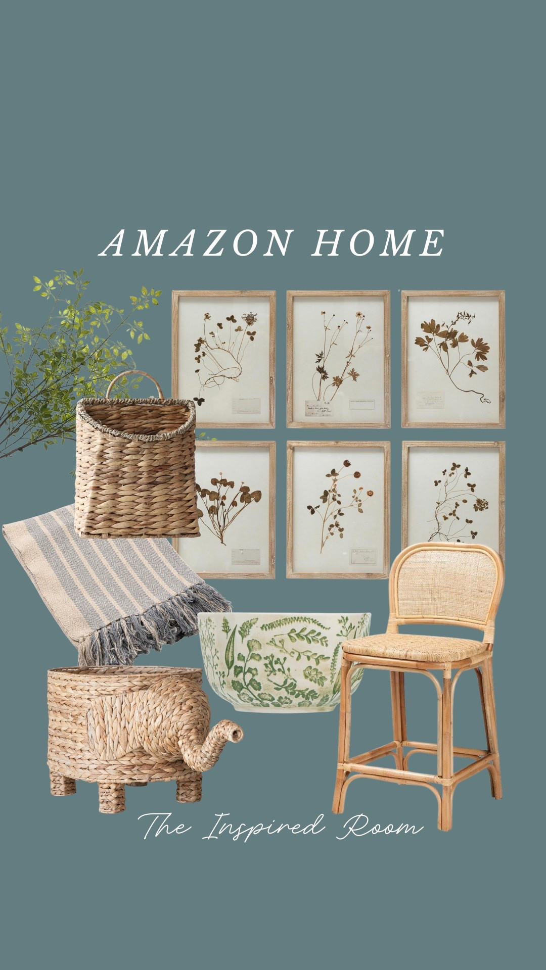 Newly added to my Amazon storefront - botanical art, faux greenery, wall basket, green and white bowl, elephant basket, cane bar stool, throw blanket 

#LTKFindsUnder50 #LTKHome #LTKSaleAlert