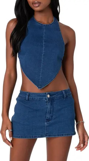 Sydnie Open Back Denim Halter Top | Nordstrom